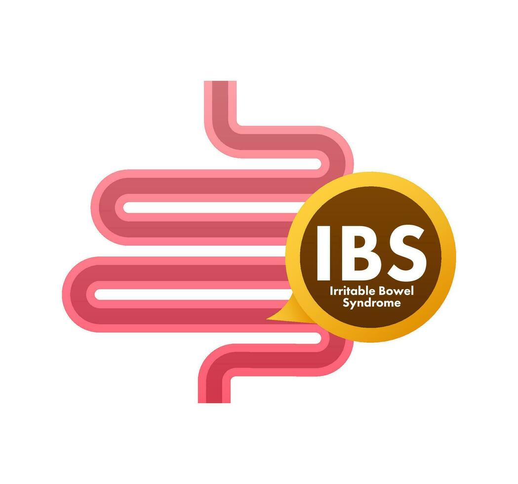 Irritable bowel syndrome IBS signs. Health messages about IBS diagnosis. Vector stock illustration