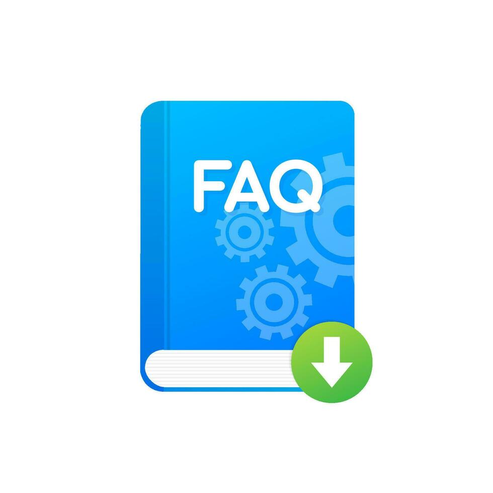 Download FAQ Book icon with question mark. Book icon and help, how to, info, query concept vector