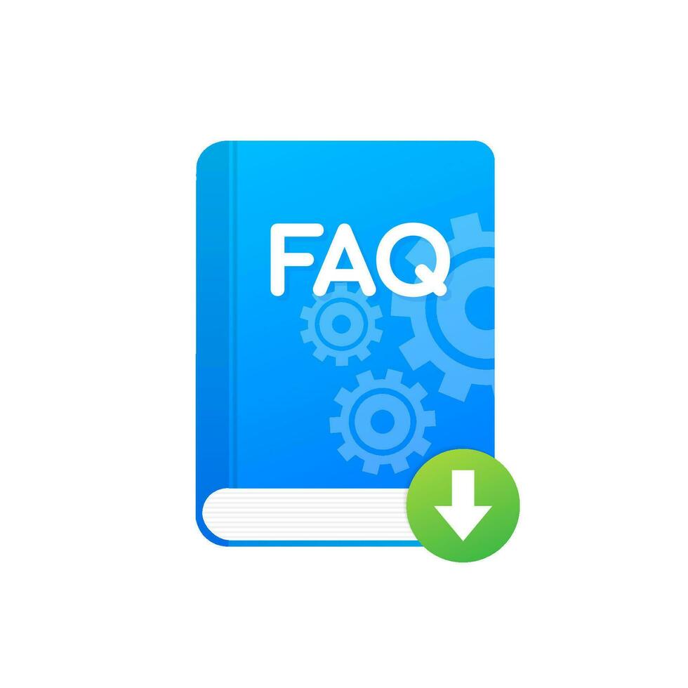 descargar Preguntas más frecuentes libro icono con pregunta marca. libro icono y ayuda, cómo a, información, consulta concepto vector