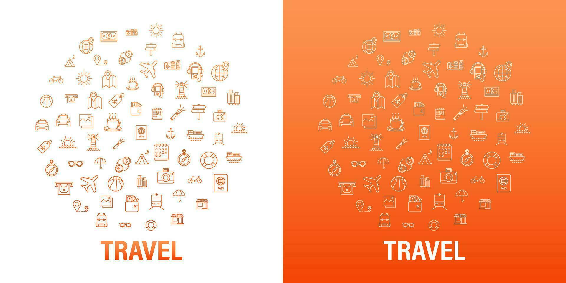 Set round travel icon for web design. Business icon. Vector stock illustration