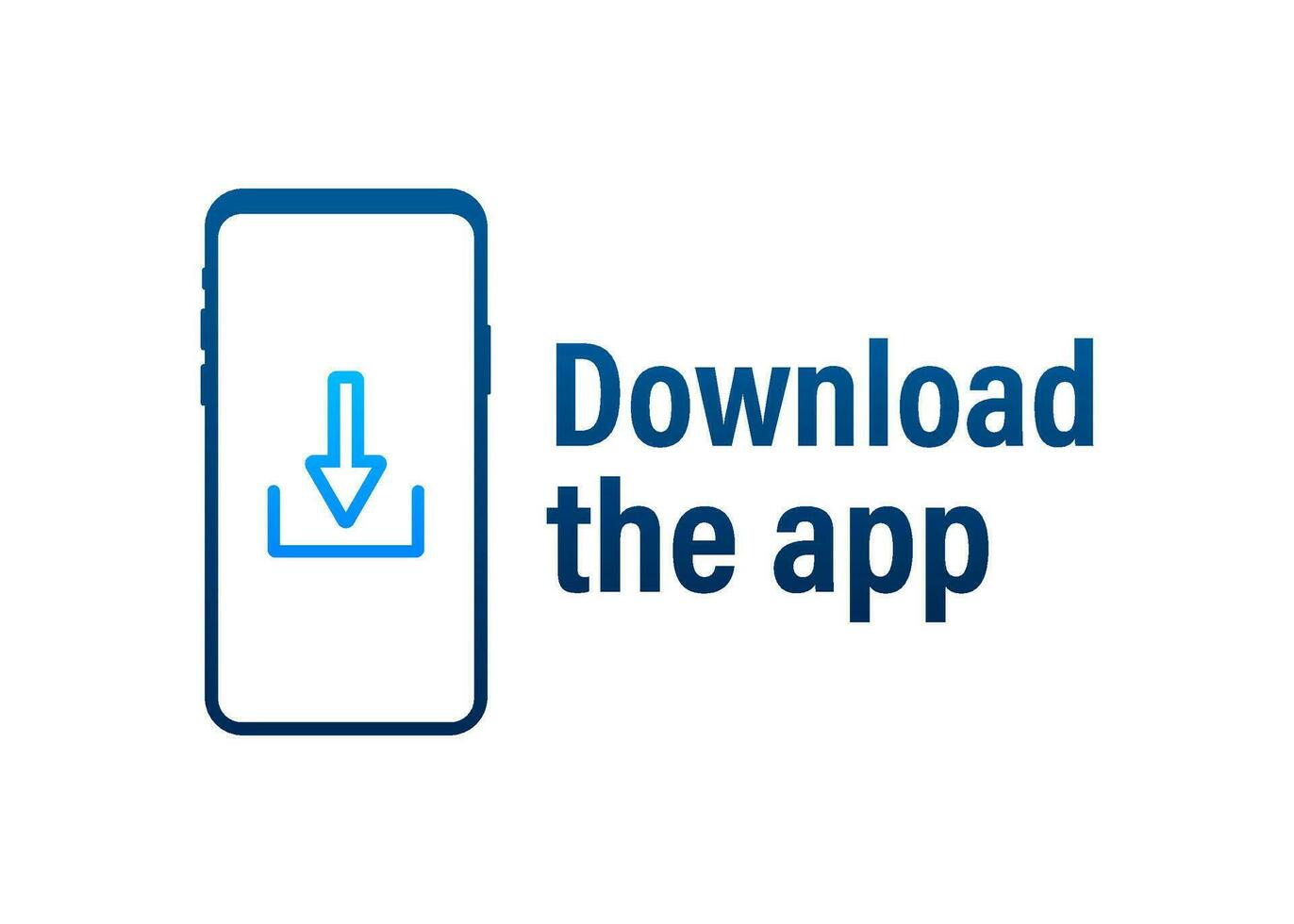 Download page of the mobile app. Empty screen smartphone for you app. Download app. Vector stock illustration.