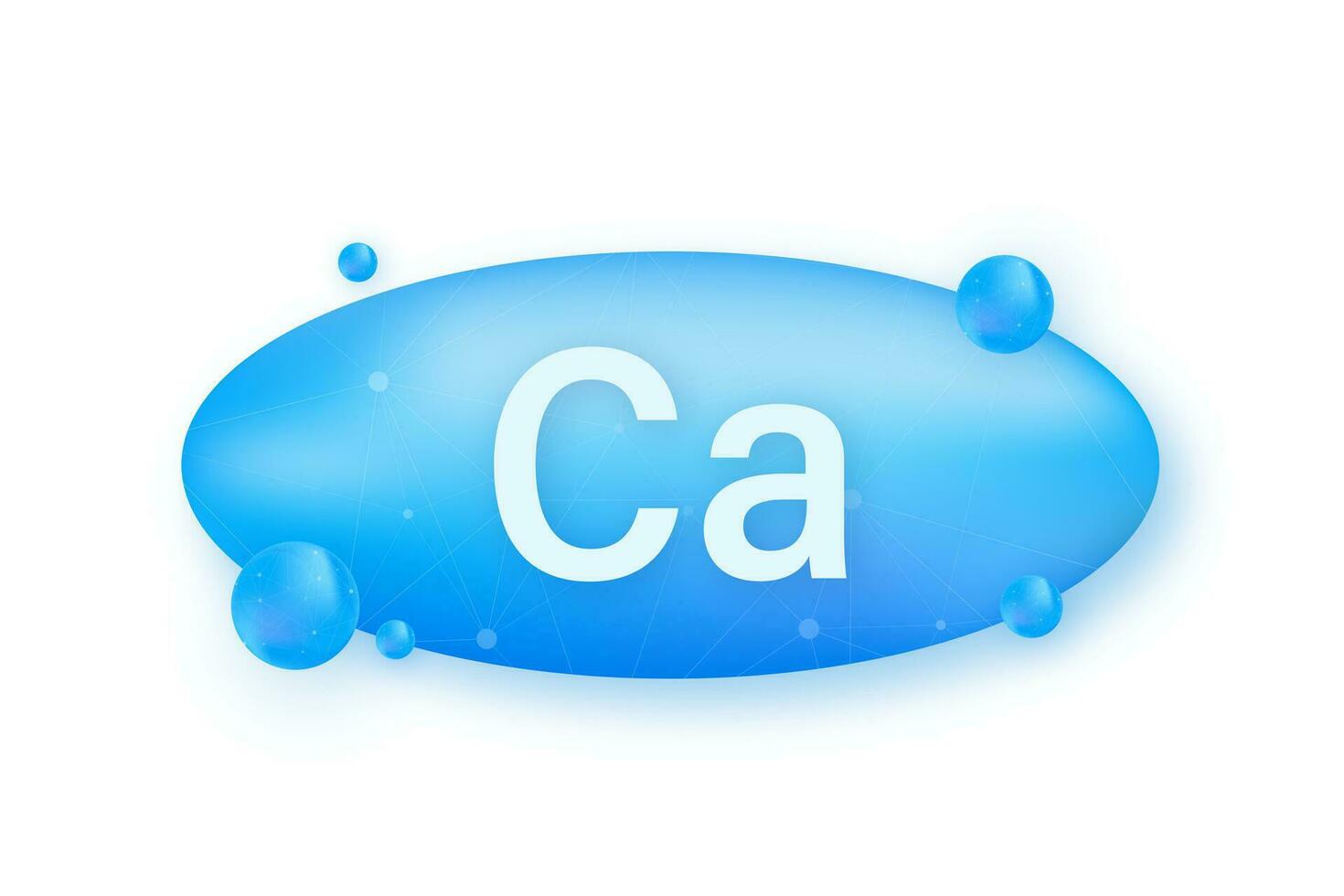 Blue calcium on white background. Calcium mineral. Vector stock illustration.