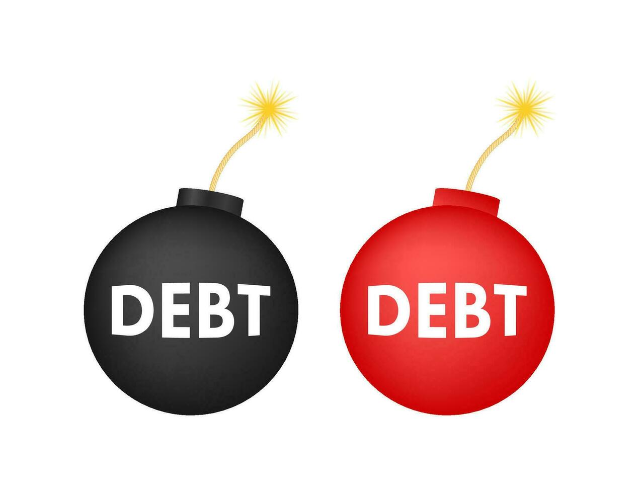 Cartoon business card with debt bomb. Business concept. Vector concept