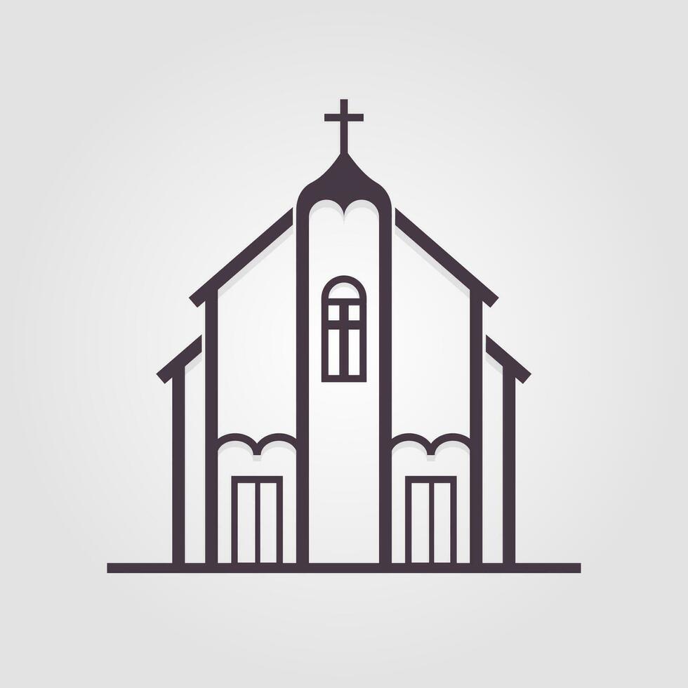 Church, great design for any purposes. Interior design. Line icon. Construction building logo icon. Vector stock illustration