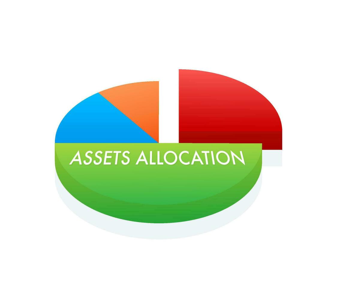 Asset Allocation investment or risk management. Financial planner standing. Vector stock illustration
