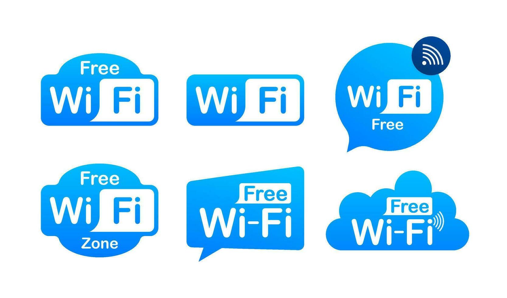 Free wifi zone blue icon. Free wifi here sign concept. Vector stock illustration