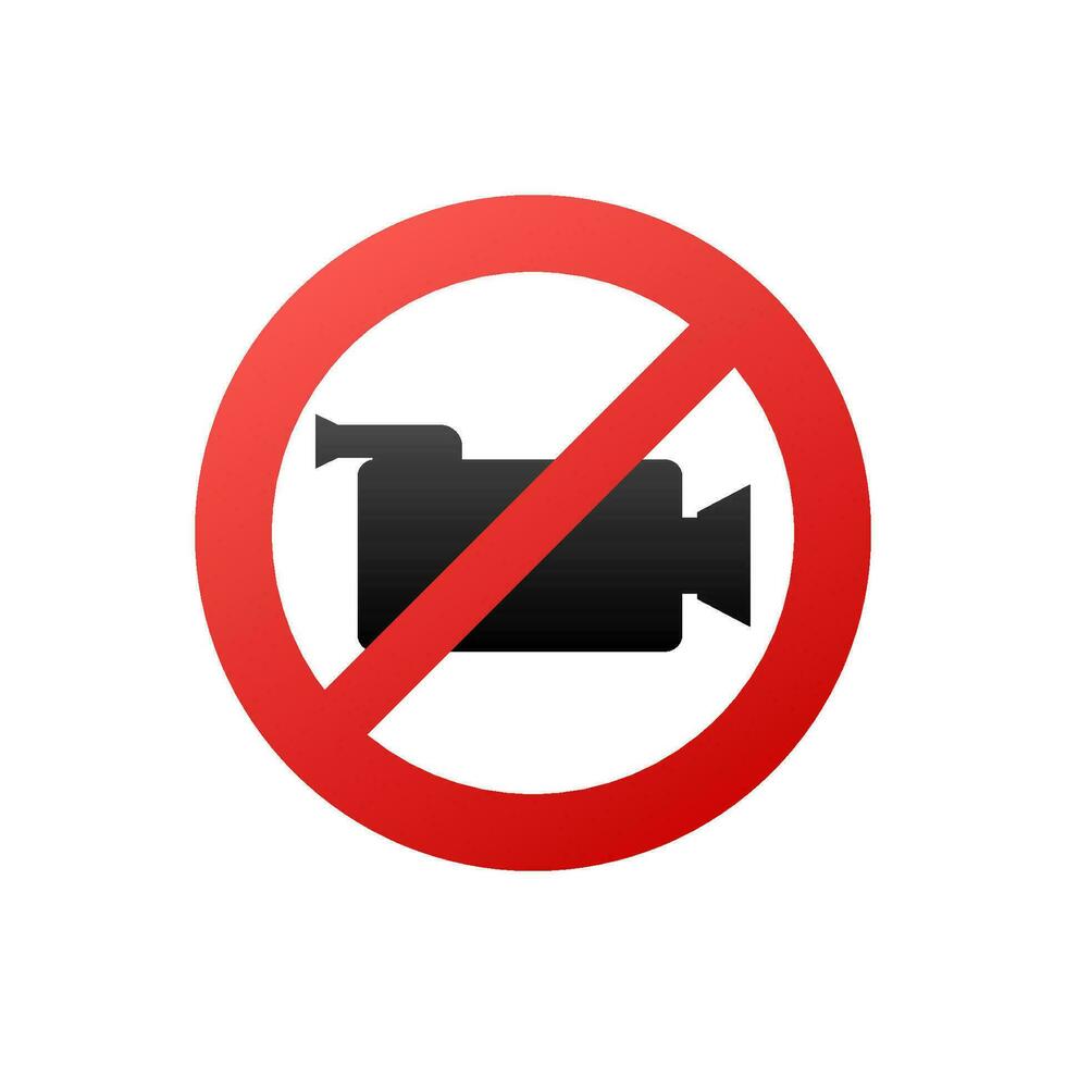 no record. Photo camera vector icon. Picture on white backdrop. Stop sign. Web icon. Symbol, sign. Vector stock illustration