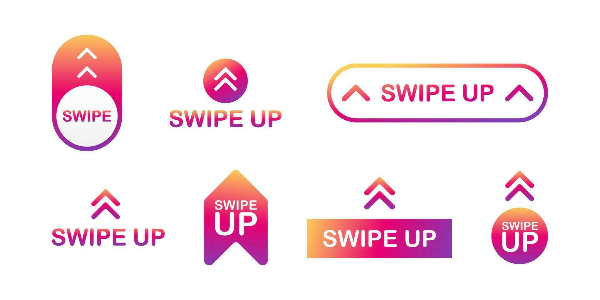 Swipe up icon set isolated on background for stories design. Vector stock illustration.