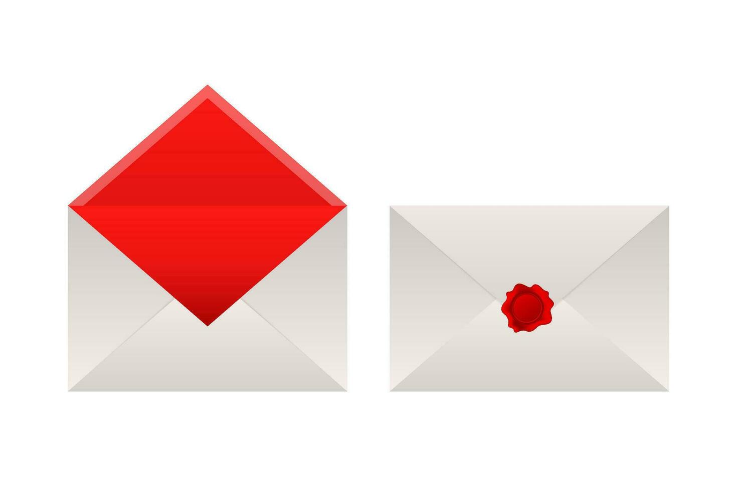 Wax sealed envelopes on white background. Vector stock illustration