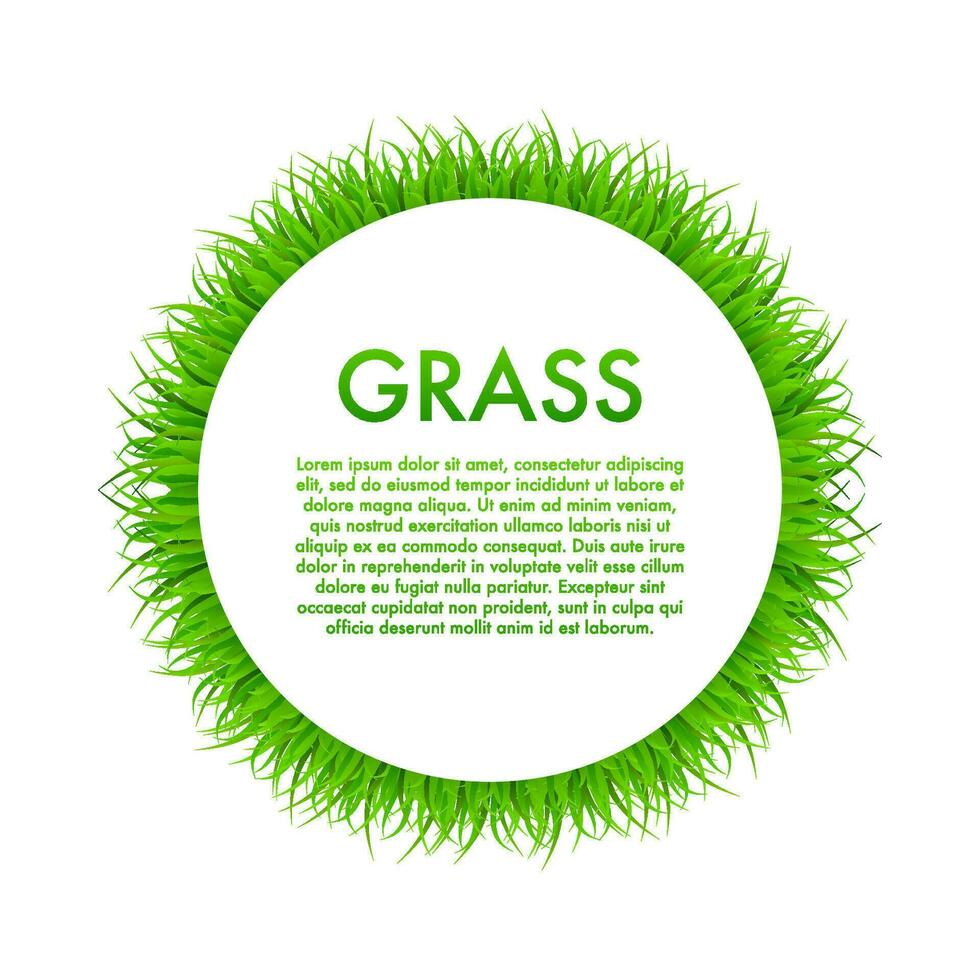 Circle With Grass, Frame. Vector stock Illustration.