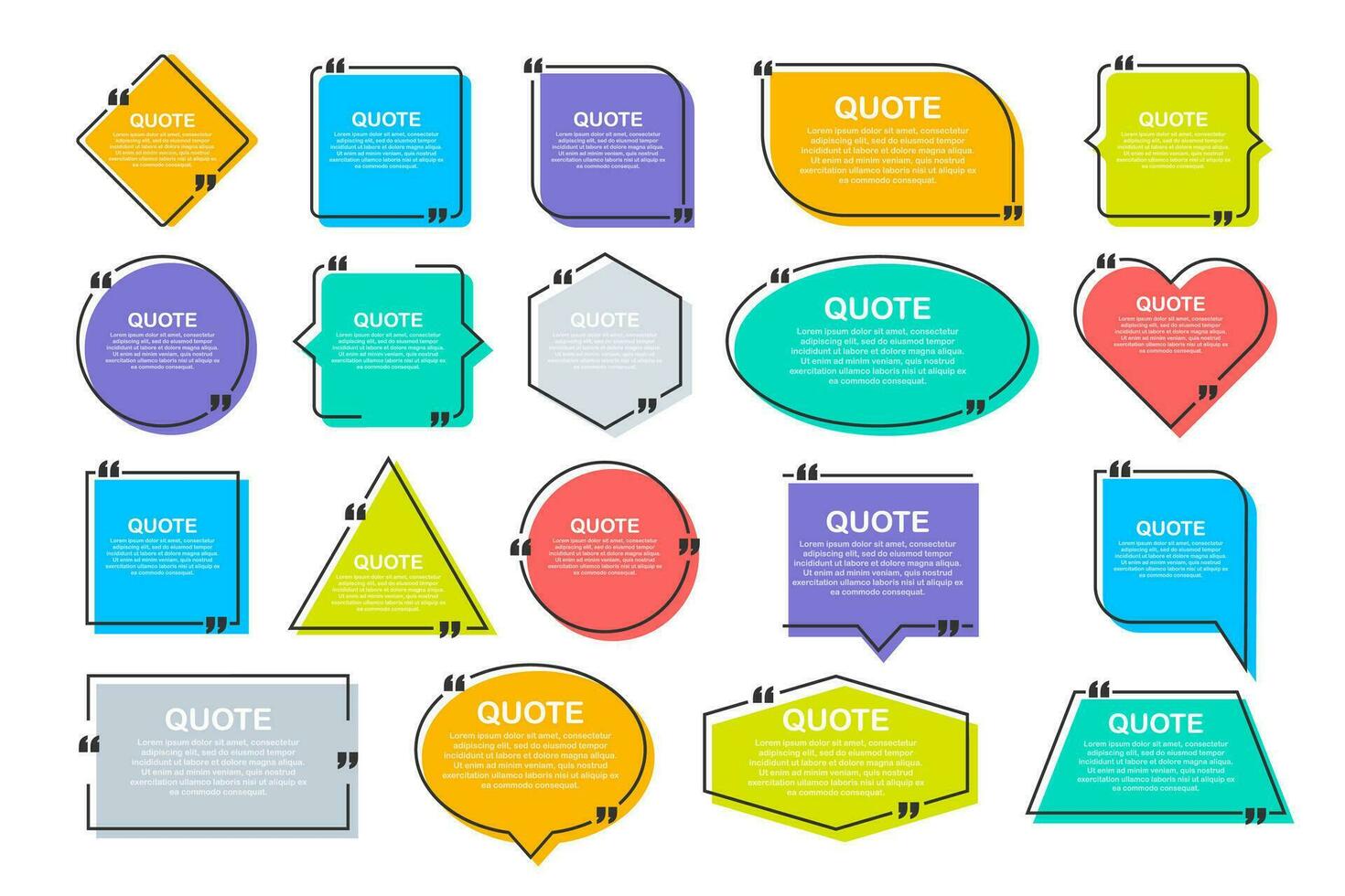 Set Quote frames. Blank template with print information design quotes. Vector stock illustration