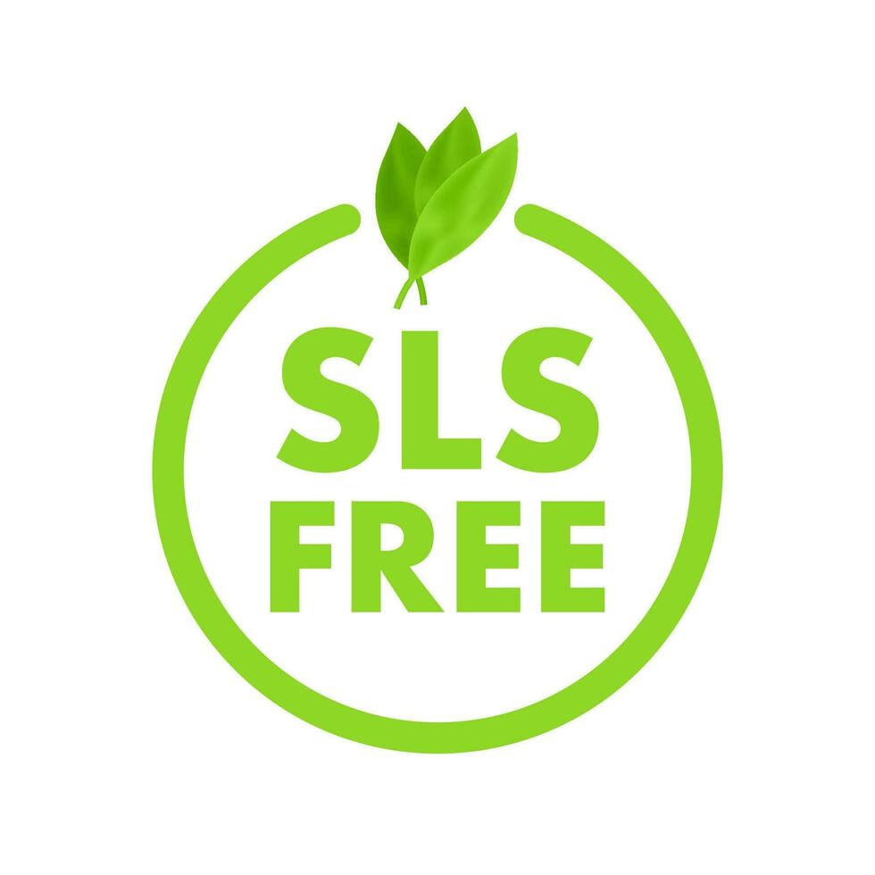 Green icon with sign sls free. Sls free on white background vector