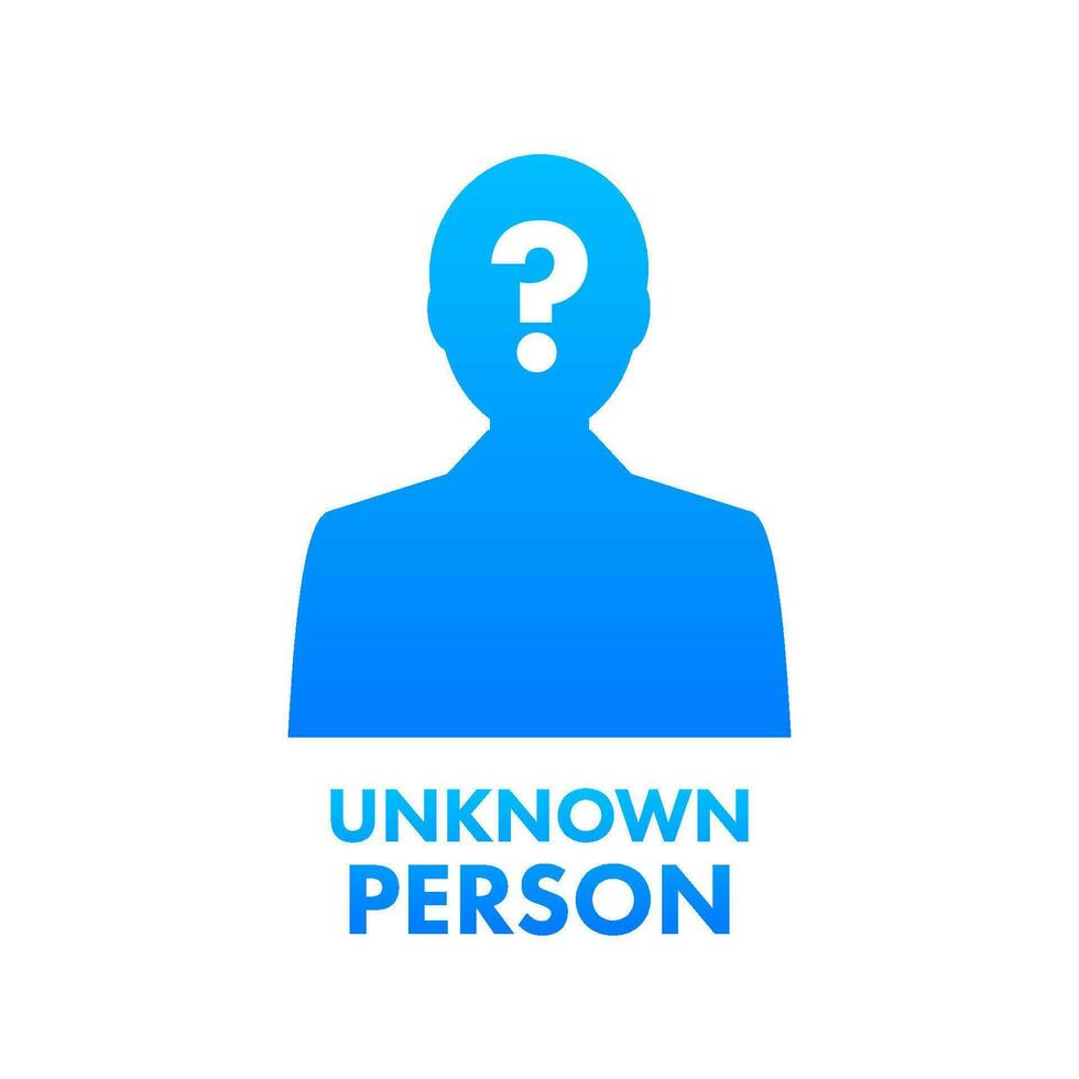 Unknown missing person. Mysterious strange man. Vector stock illustration