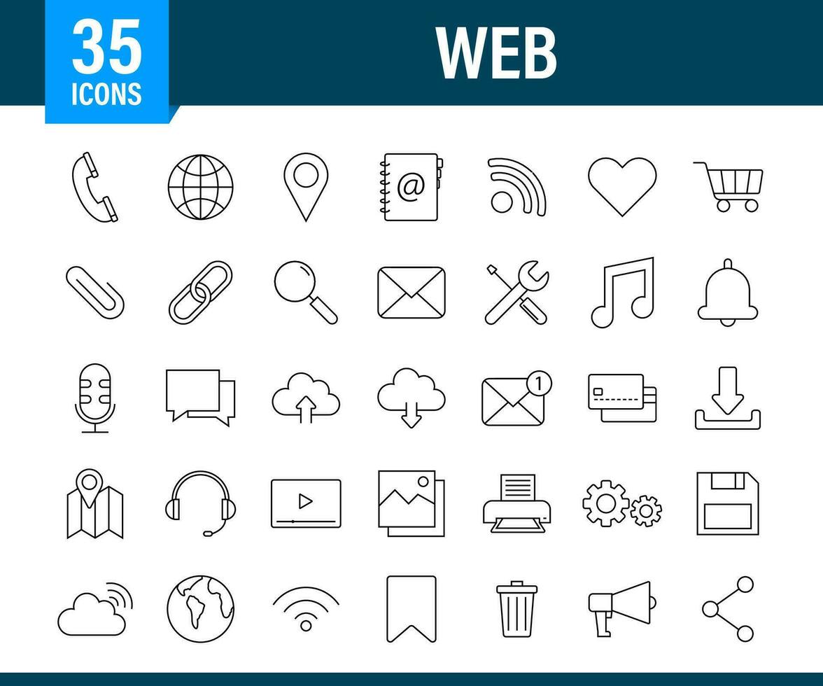 Web icon set. Business. Email icon. Video chat. Vector stock illustration