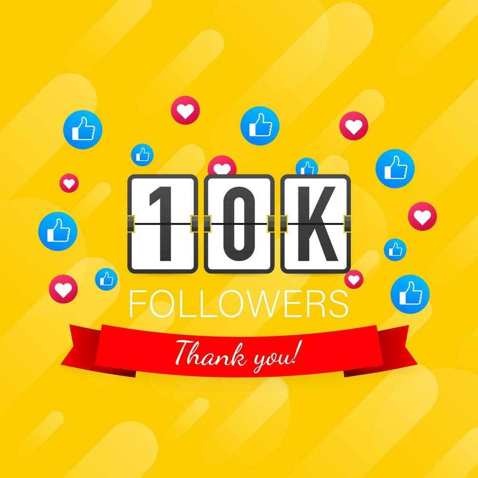 Vector thanks design template for network friends and followers. Thank you 10K followers card. Image for Social Networks