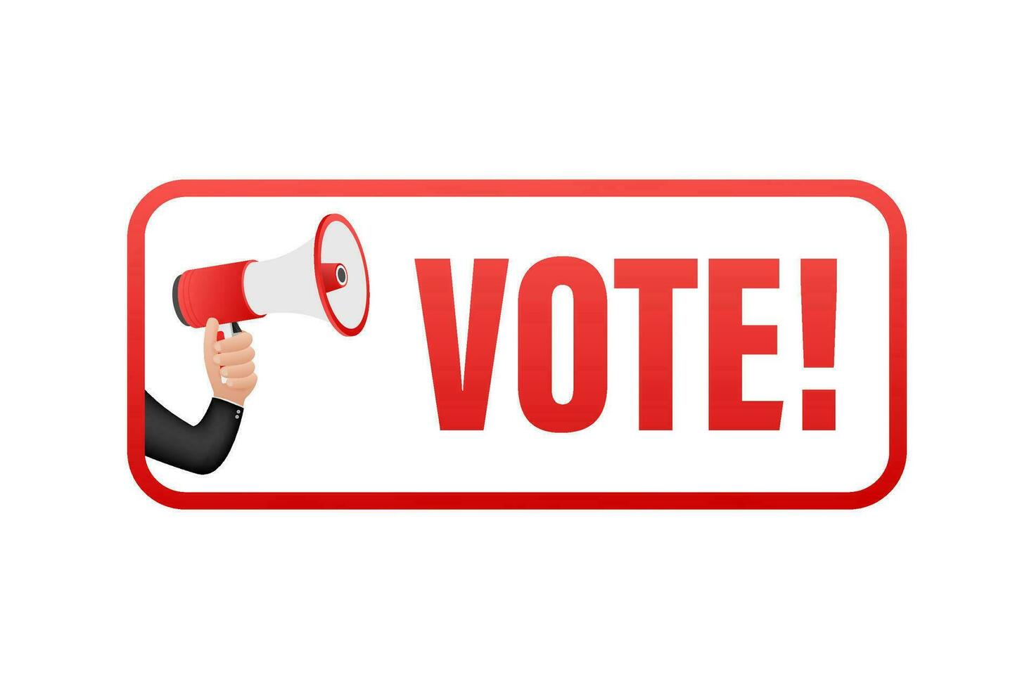 Hand Holding Megaphone with vote. Megaphone banner. Web design. Vector stock illustration.