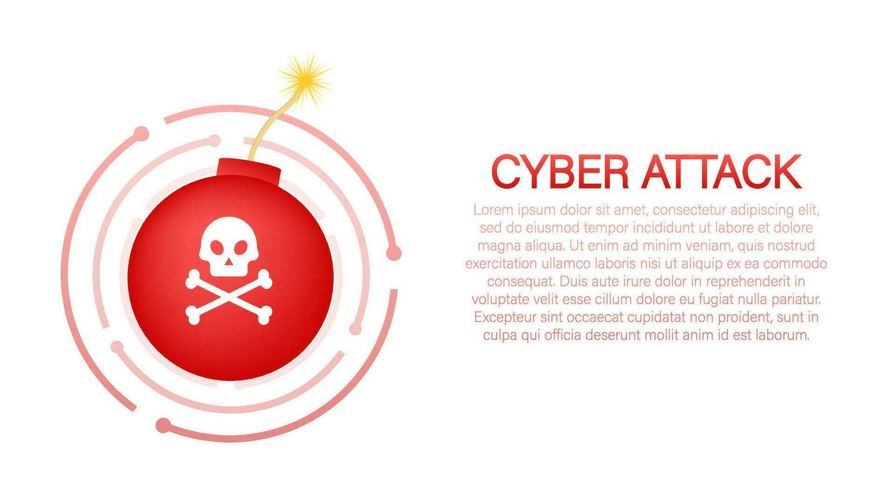Flat illustration. Shield icon. Abstract icon with red cyber attack. Bomb logo on white background. Phishing scam vector