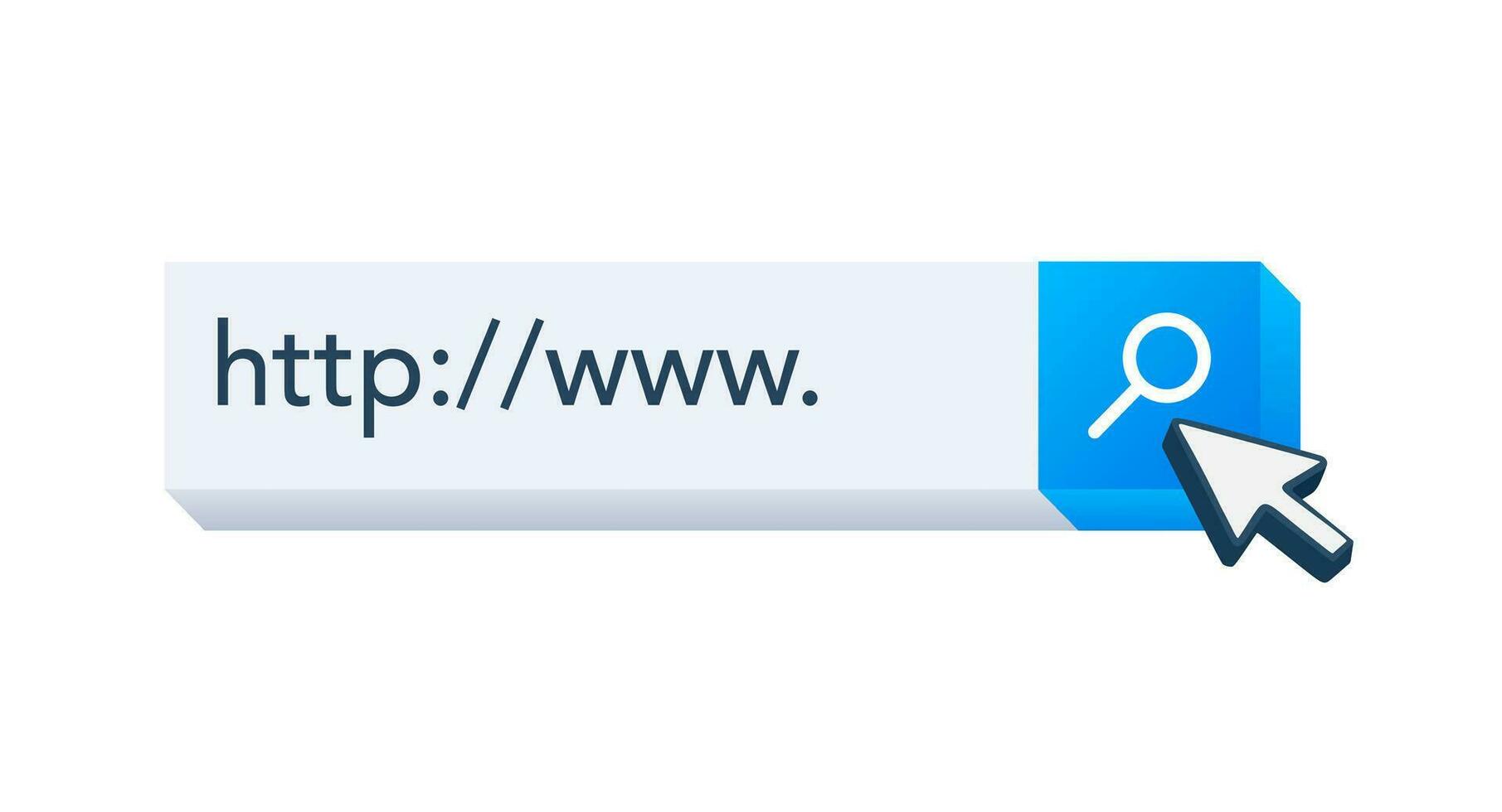 Search button and click, search Bar for browser. Vector stock illustration.