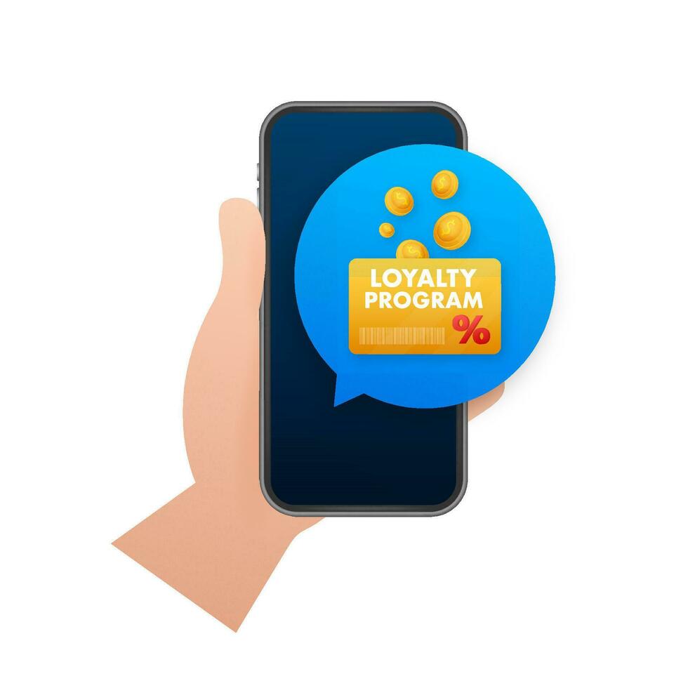 Loyalty program in flat style. Discount coupon. coupon reward. Discount, loyalty program, promotion vector