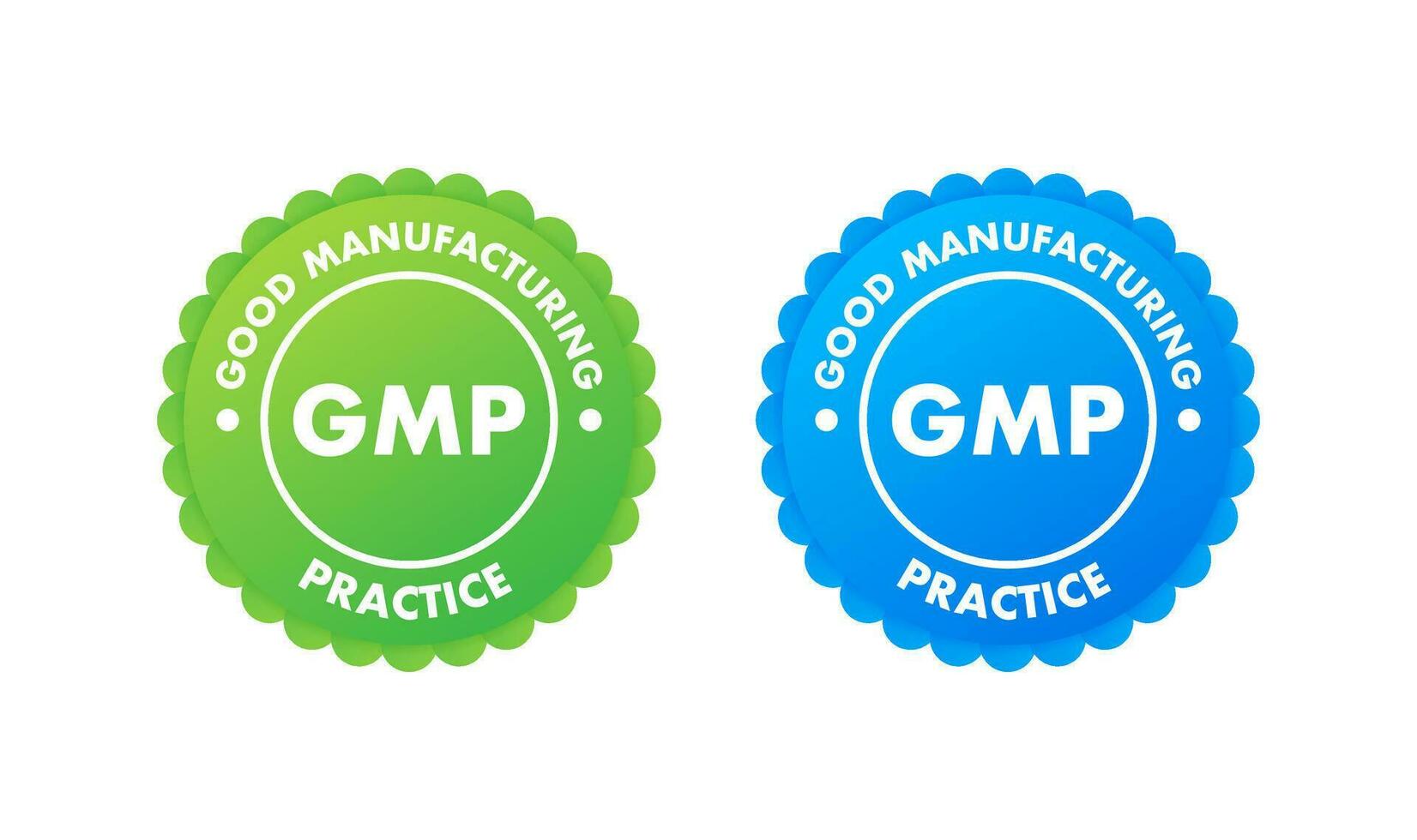 GMP Good Manufacturing Practice certified round stamp. Vector background. Vector logo