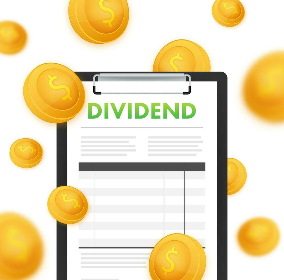 Dividend stocks. Business financial investment. Public company payback profit. Vector stock illustration