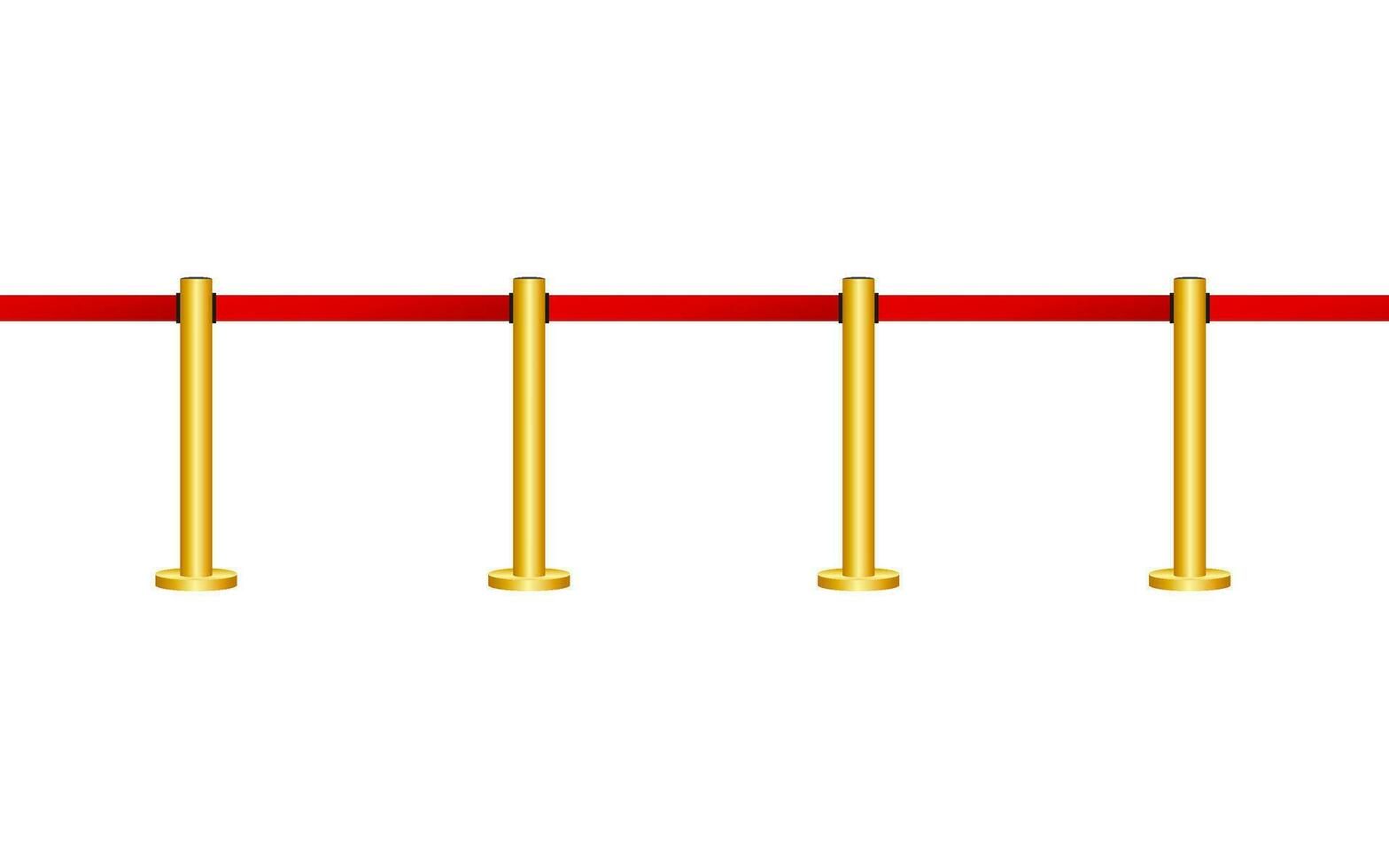 Golden barricade with red rope isolated on white background. Vector illustration.