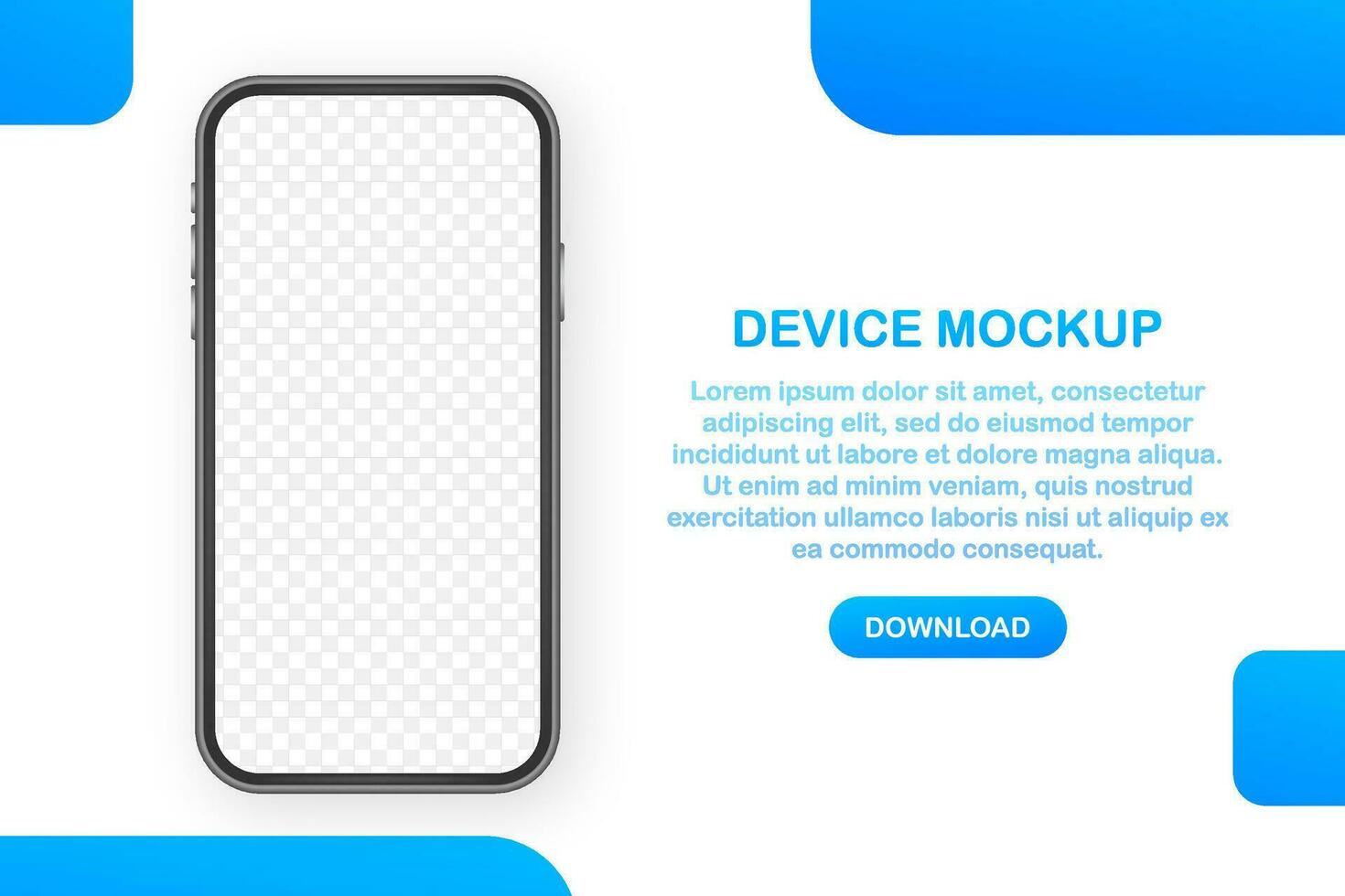 Device mockup banner. Smartphone UI UX design interface. Blank screen for media sale promotion. Vector stock illustration