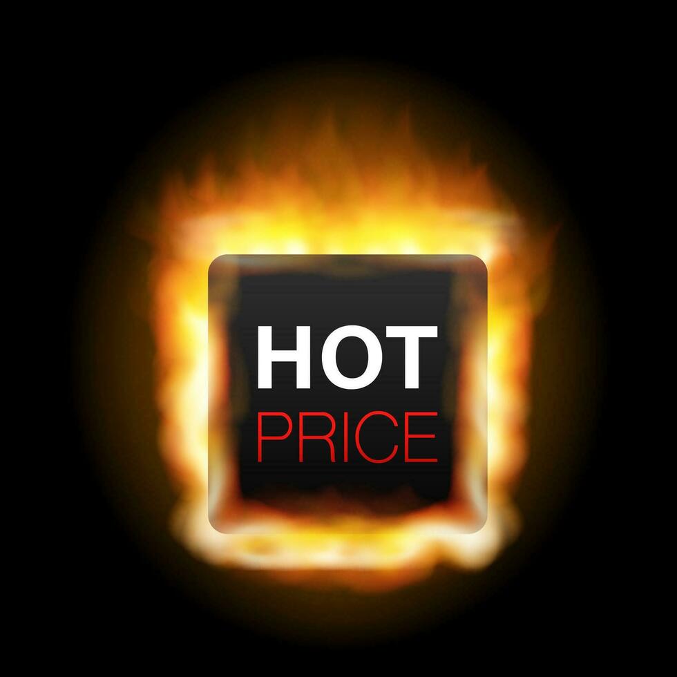 Fiery Very Hot Price, sale background. Vector stock illustration