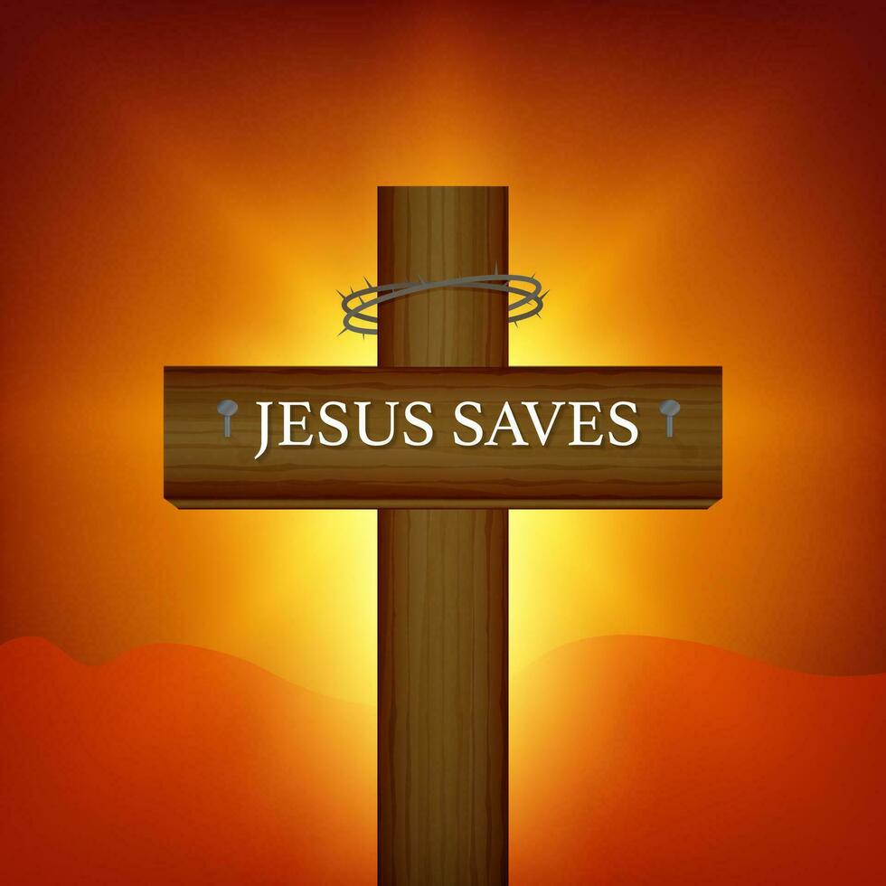 Cross wood vector design on yellow background,Happy Halloween cross icon design. Jesus saves