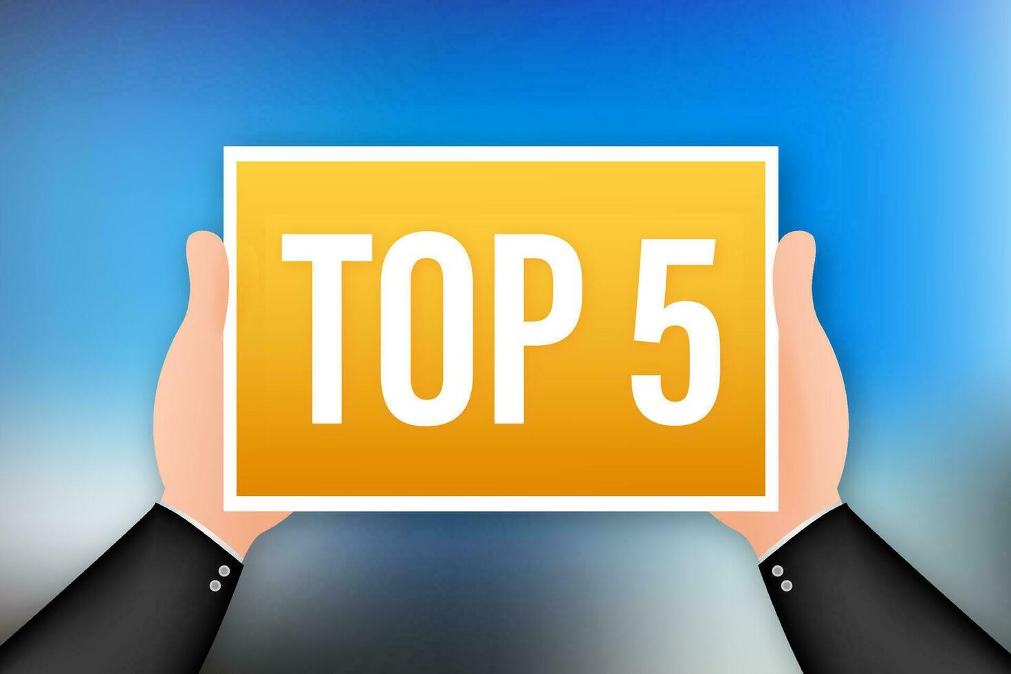 Top 5 label. Golden laurel wreath icon. Vector stock illustration