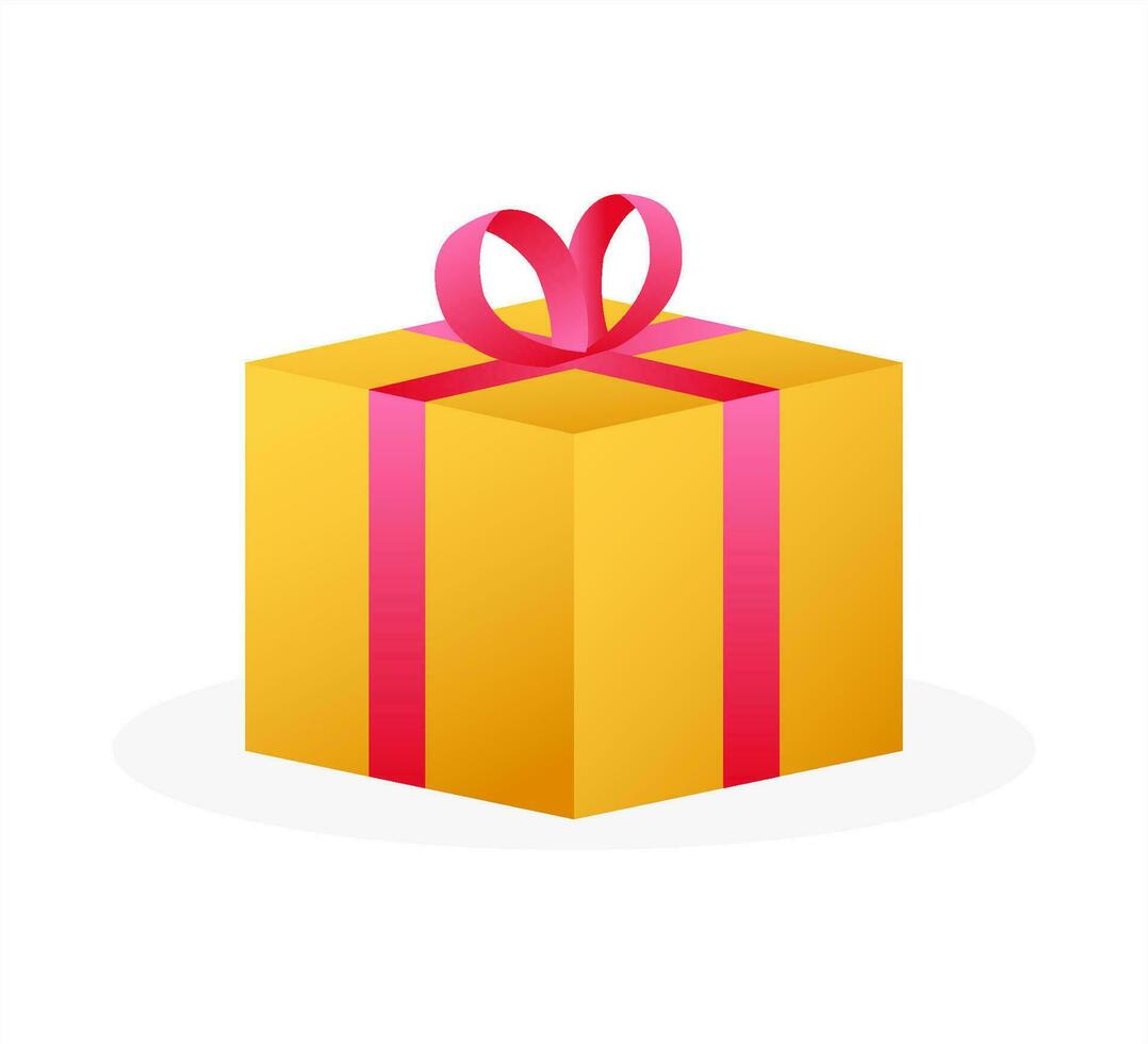 Gold prizes box in amazing style. Present gift box icon. Vector stock illustration