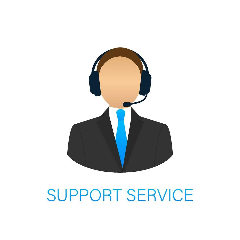 Online support service. Headphones with microphone and chat speech bubble. Vector stock illustration