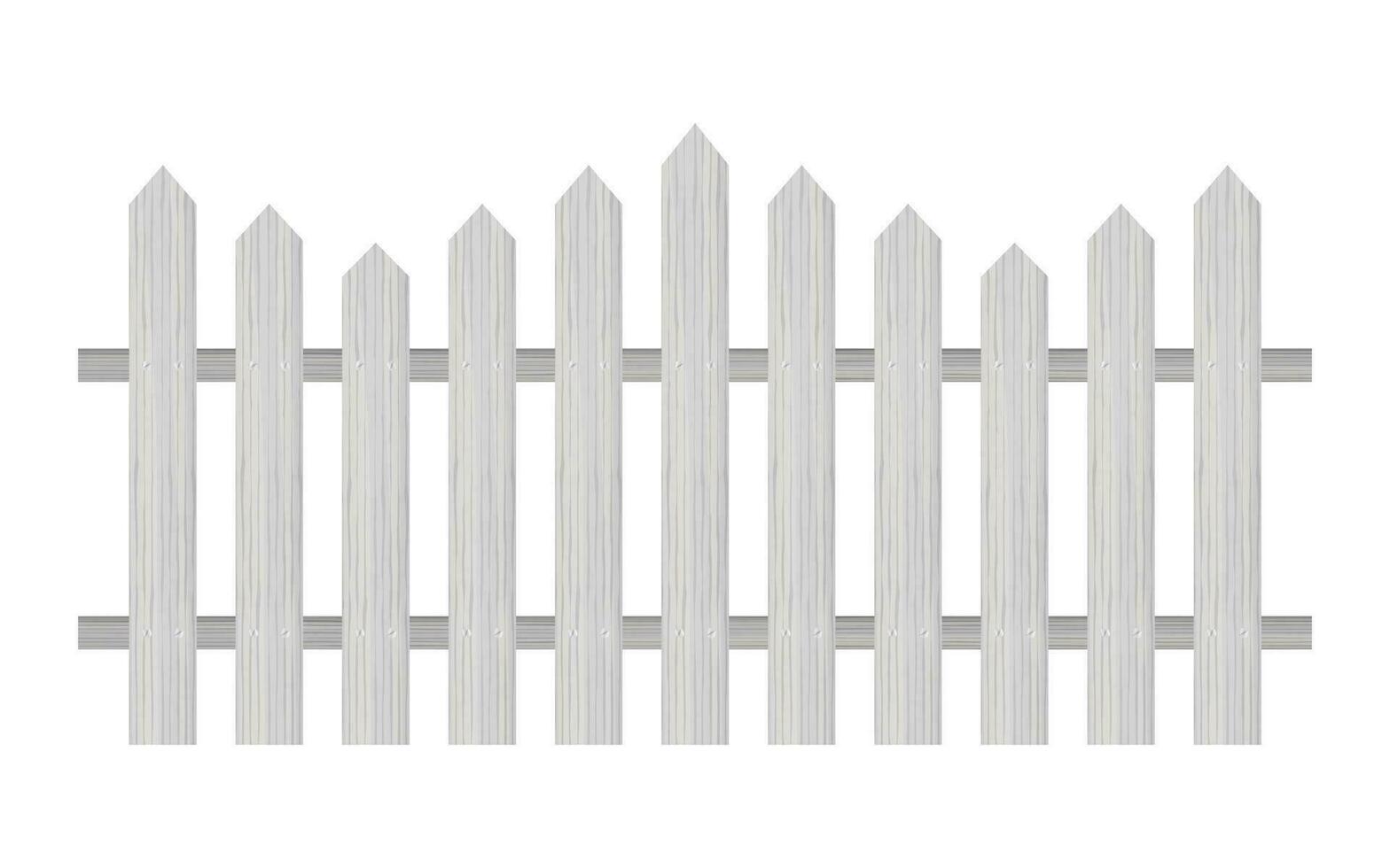 Picket fence, wooden textured, rounded edges. Vector stock illustration.