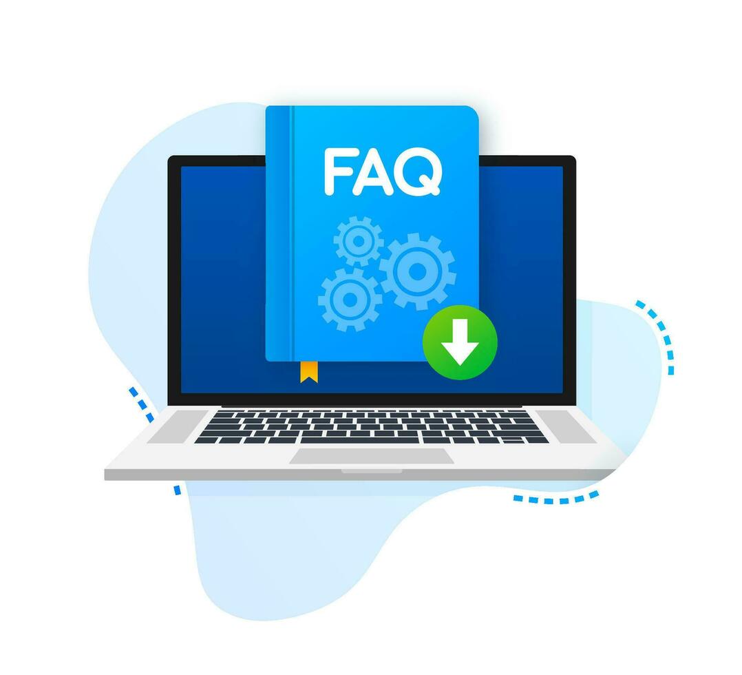 Download FAQ Book icon with question mark. Book icon and help, how to, info, query concept. vector