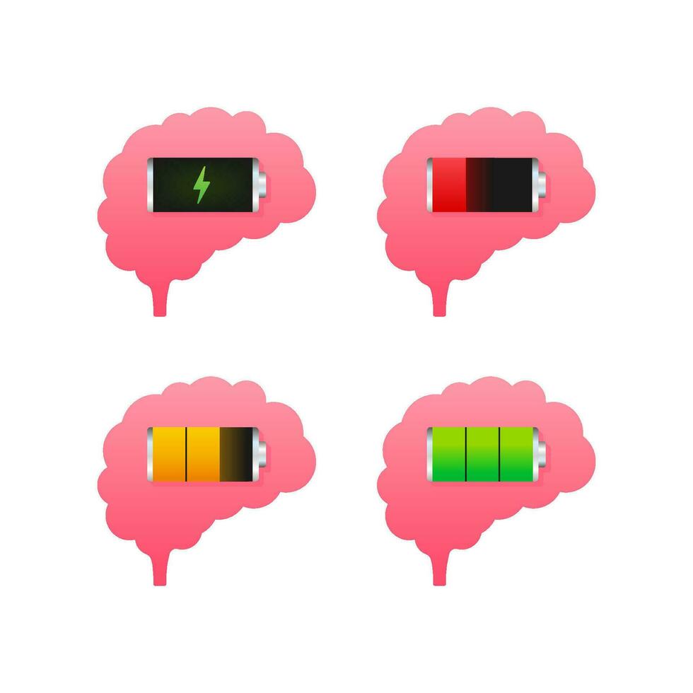 Brain, think loading concept with idea processed on a lightbulb bar. Vector stock illustration