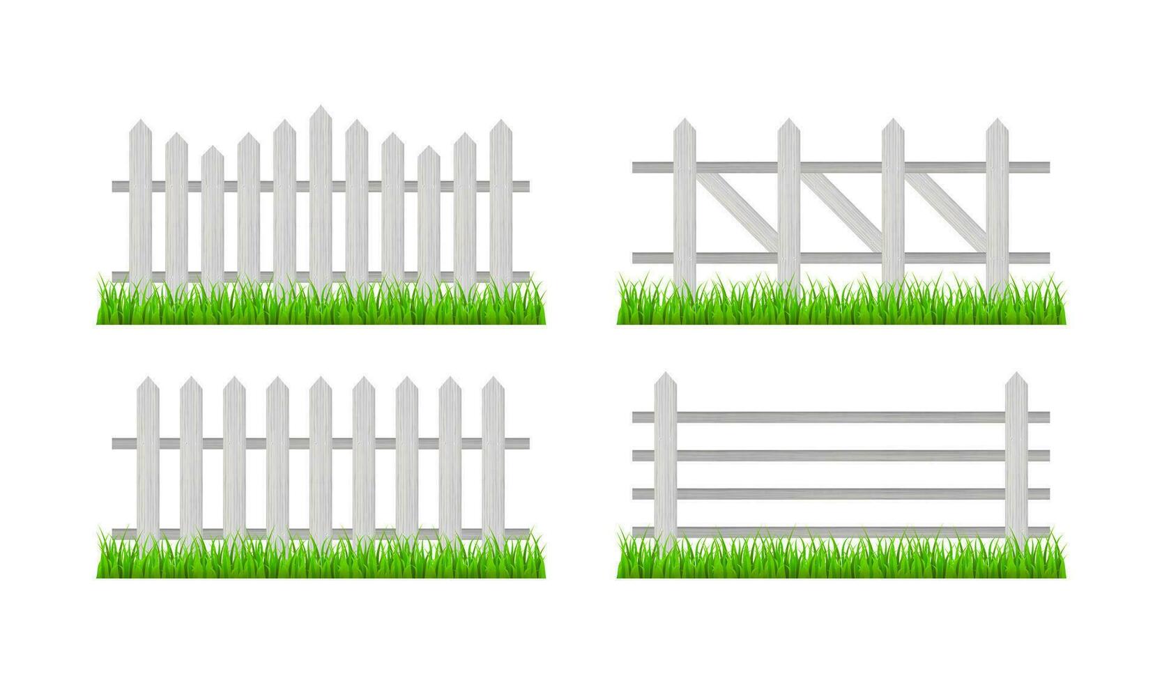 Wooden fence and grass. Vector stock illustration