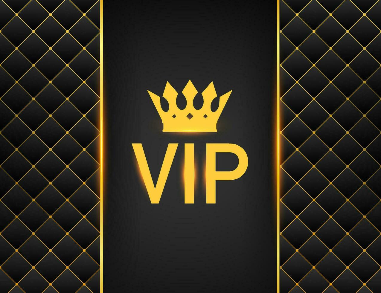 VIP resumen acolchado fondo, diamantes y dorado letras con corona. vector