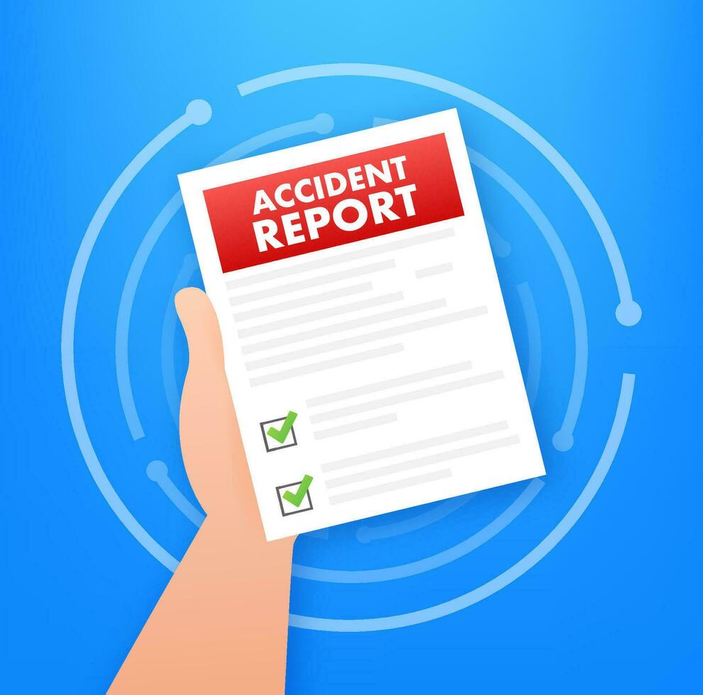 Accident report form. Clipboard in hand. Vector stock illustration