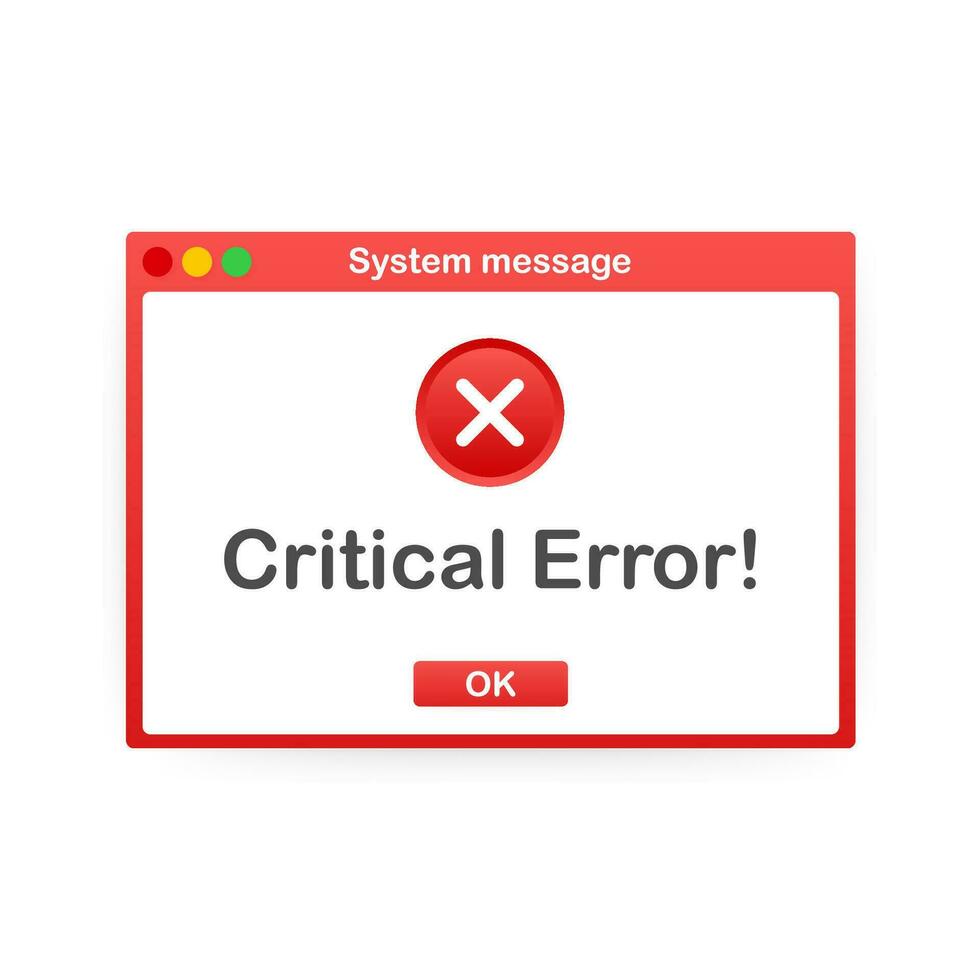 Vintage User Interface. Critical Error Warning Message. Vector stock illustration