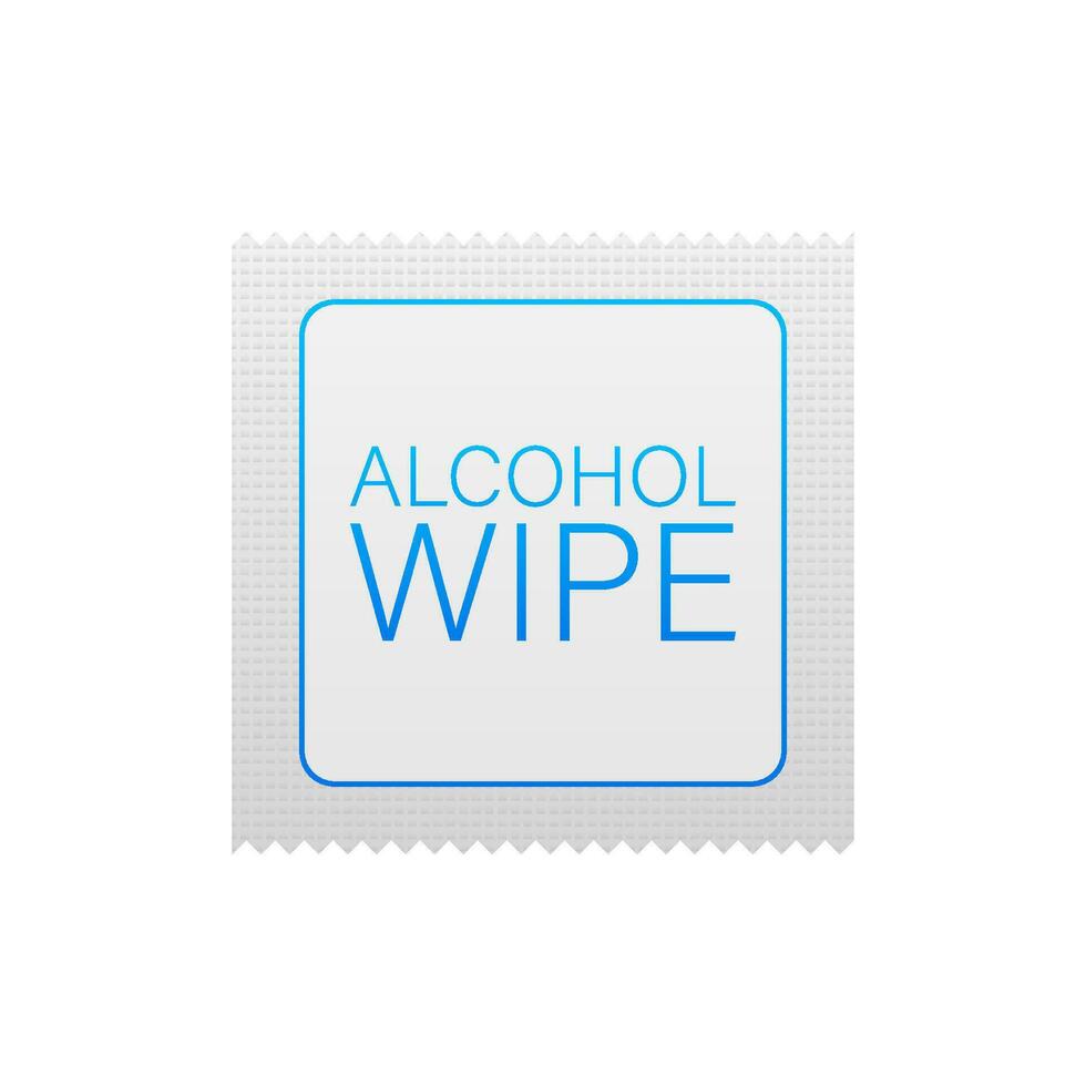 Flat icon with blue alcohol wipe. Flat vector illustration.