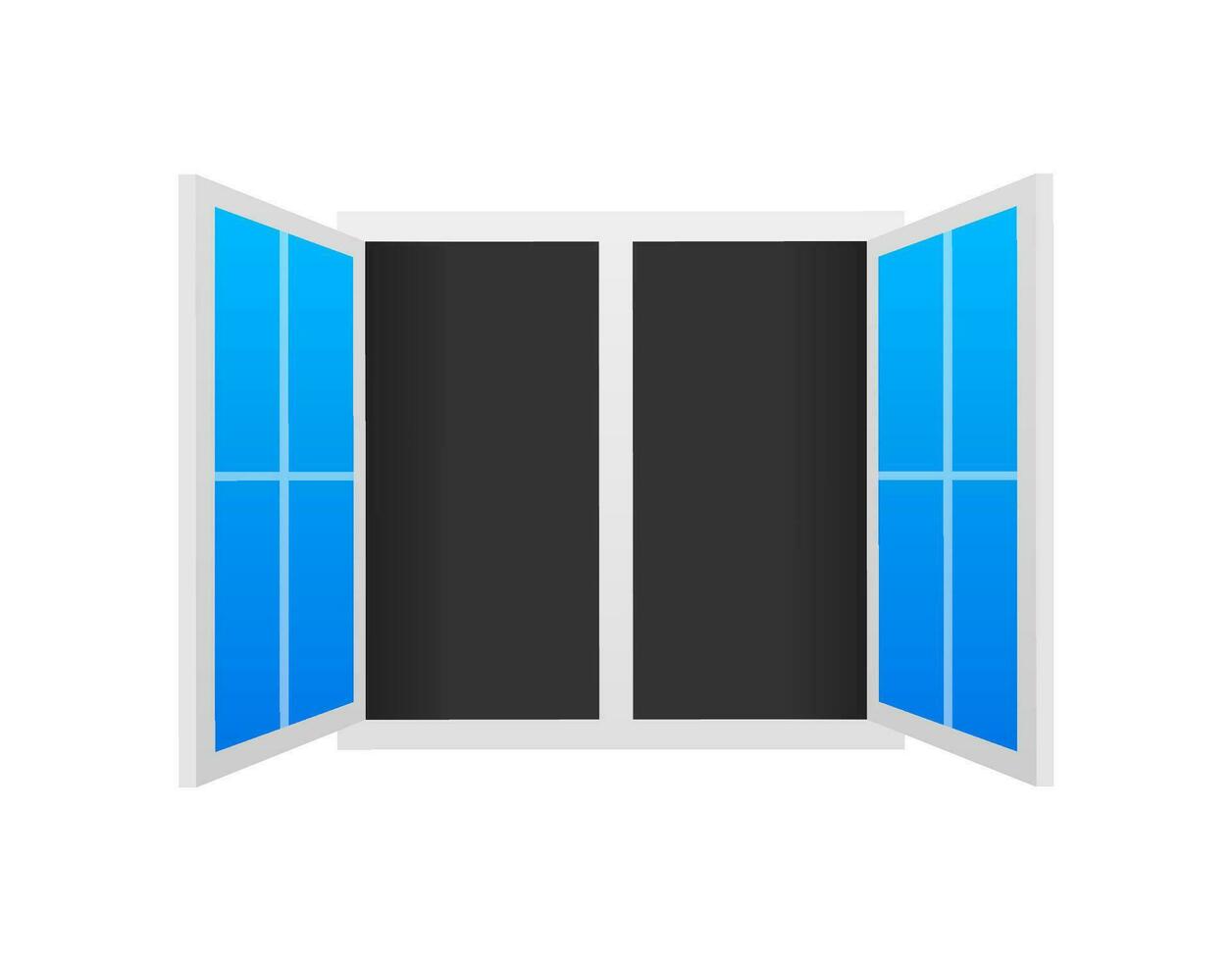plano icono con ventana abierto en blanco antecedentes para web diseño. vector
