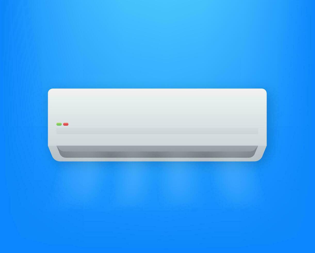 Air conditioner with cold and warm air in flat style. Vector icon. Abstract air conditioner for promo design.