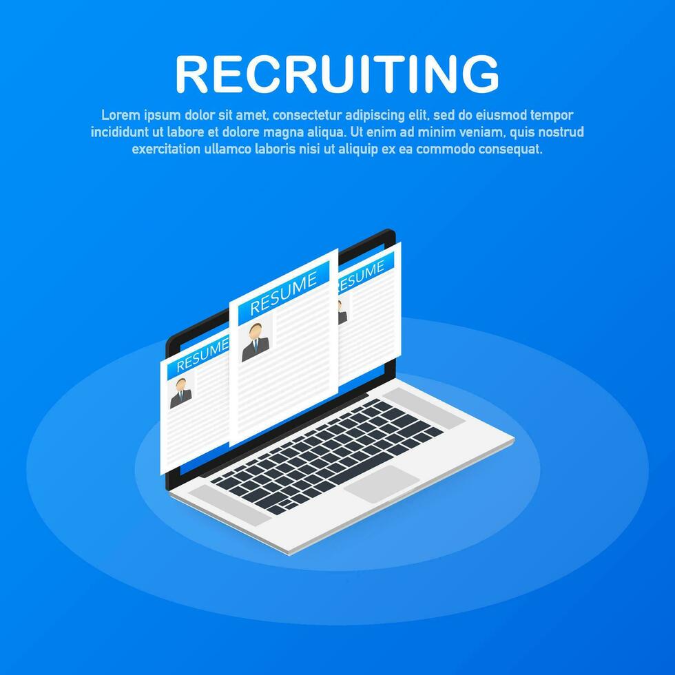 Recruitment concept. Hire workers, choice employers search team for job. Resume icon. Vector illustration.