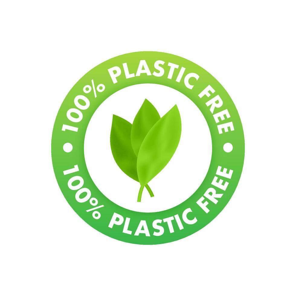 Plastic free green icon badge. Bpa plastic free chemical mark