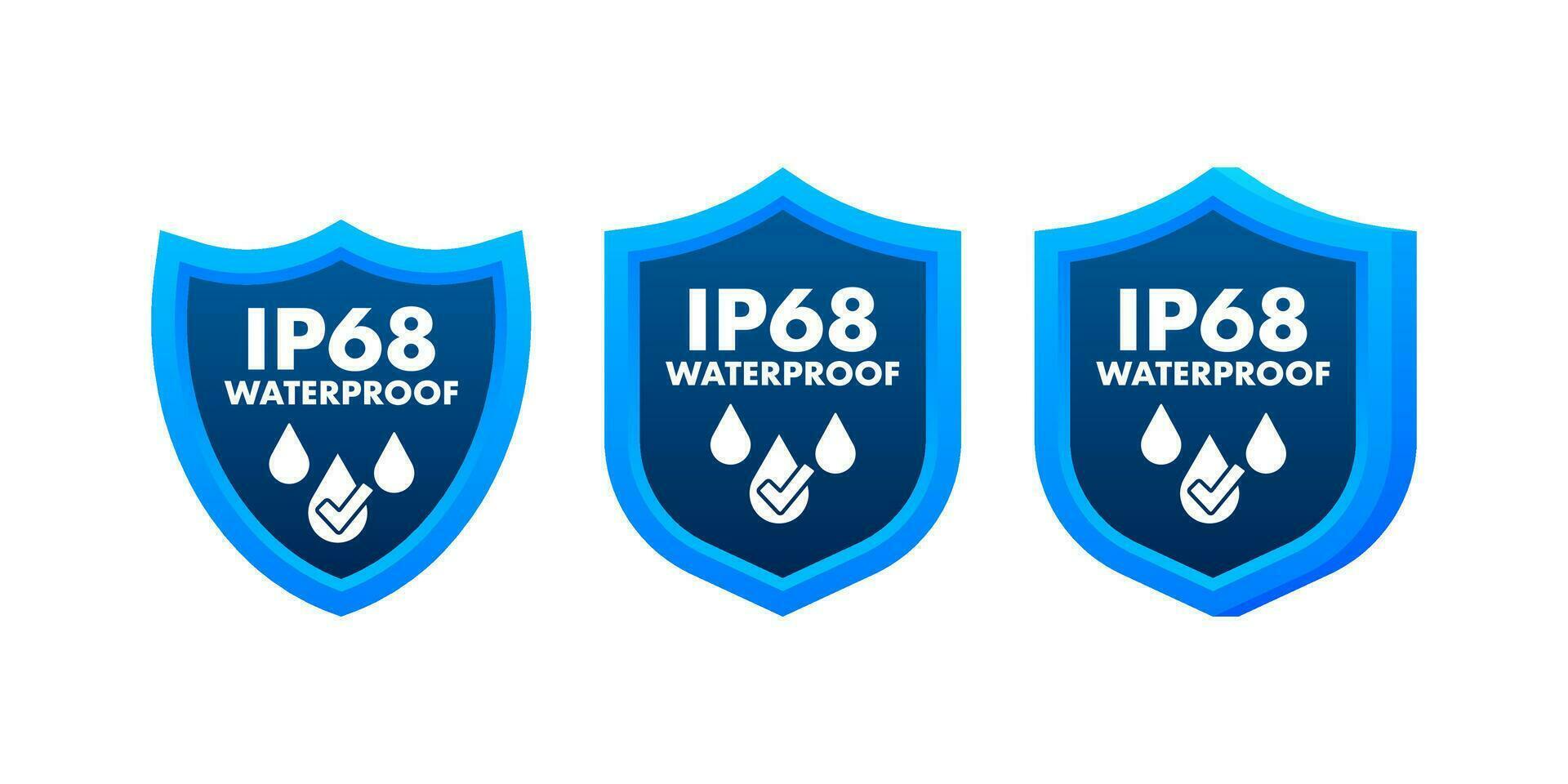 IP68 waterproof, water resistance level information sign. vector