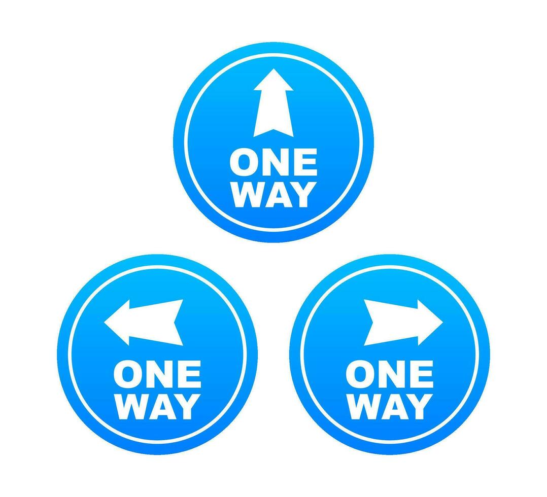 One way. Black icon on white backdrop. Safety concept. Arrow icon. Information sign. Vector stock illustration