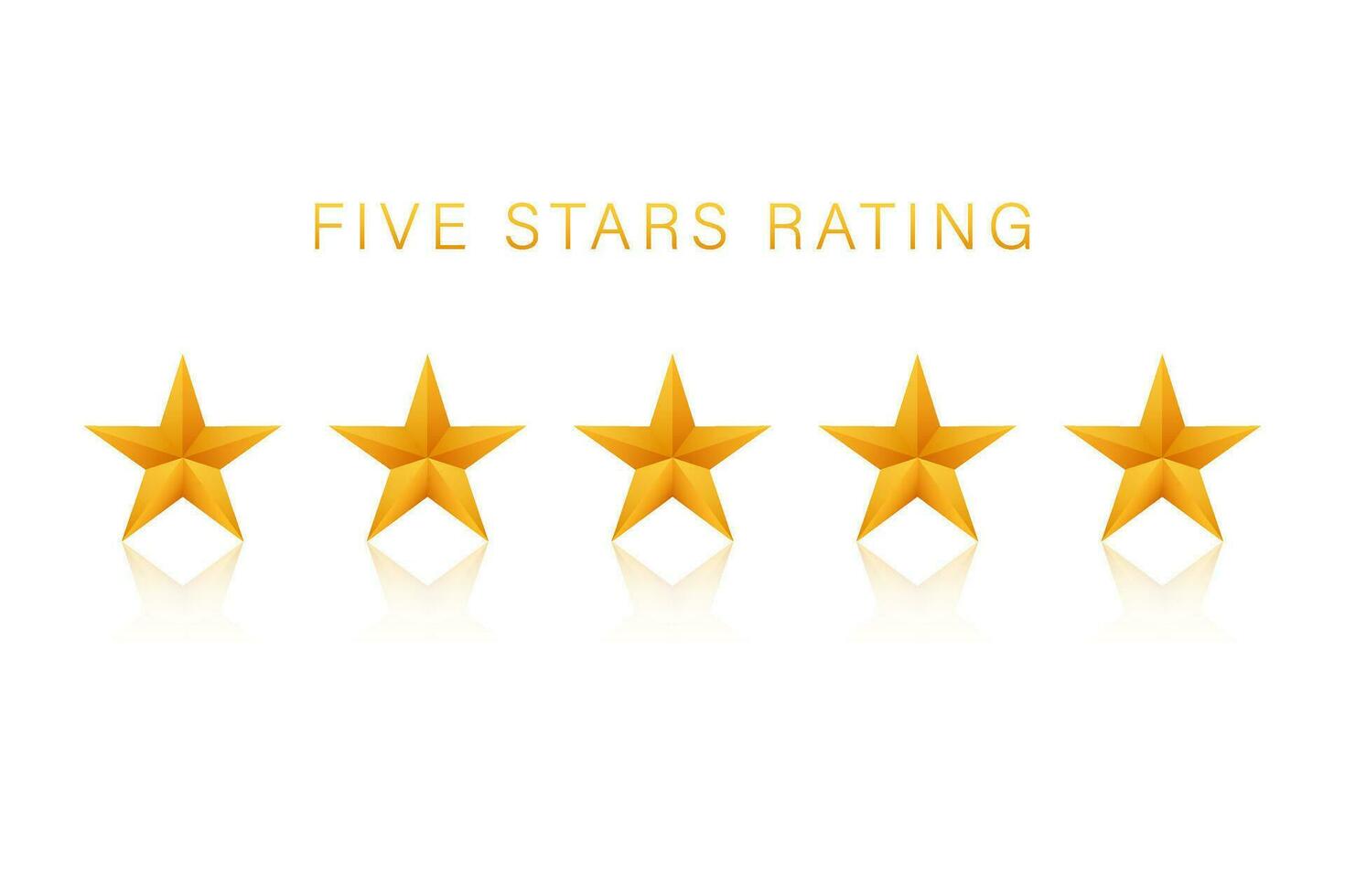 Five golden rating star on white background. Vector stock illustration.