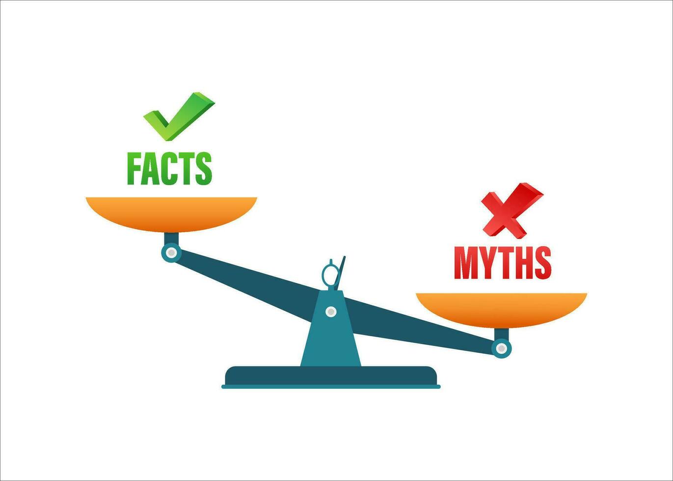 Myths facts scale. Facts, great design for any purposes. Vector stock illustration.