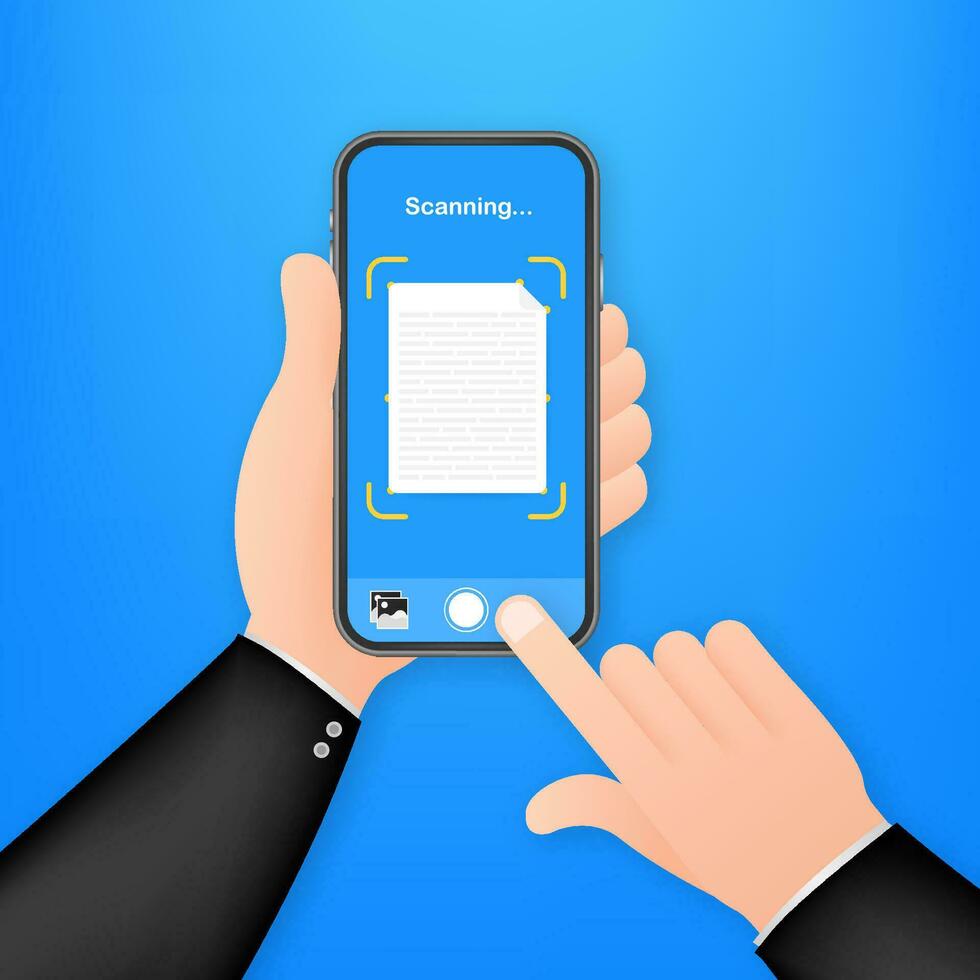 Text scan. Document scanner smartphone interface vector template