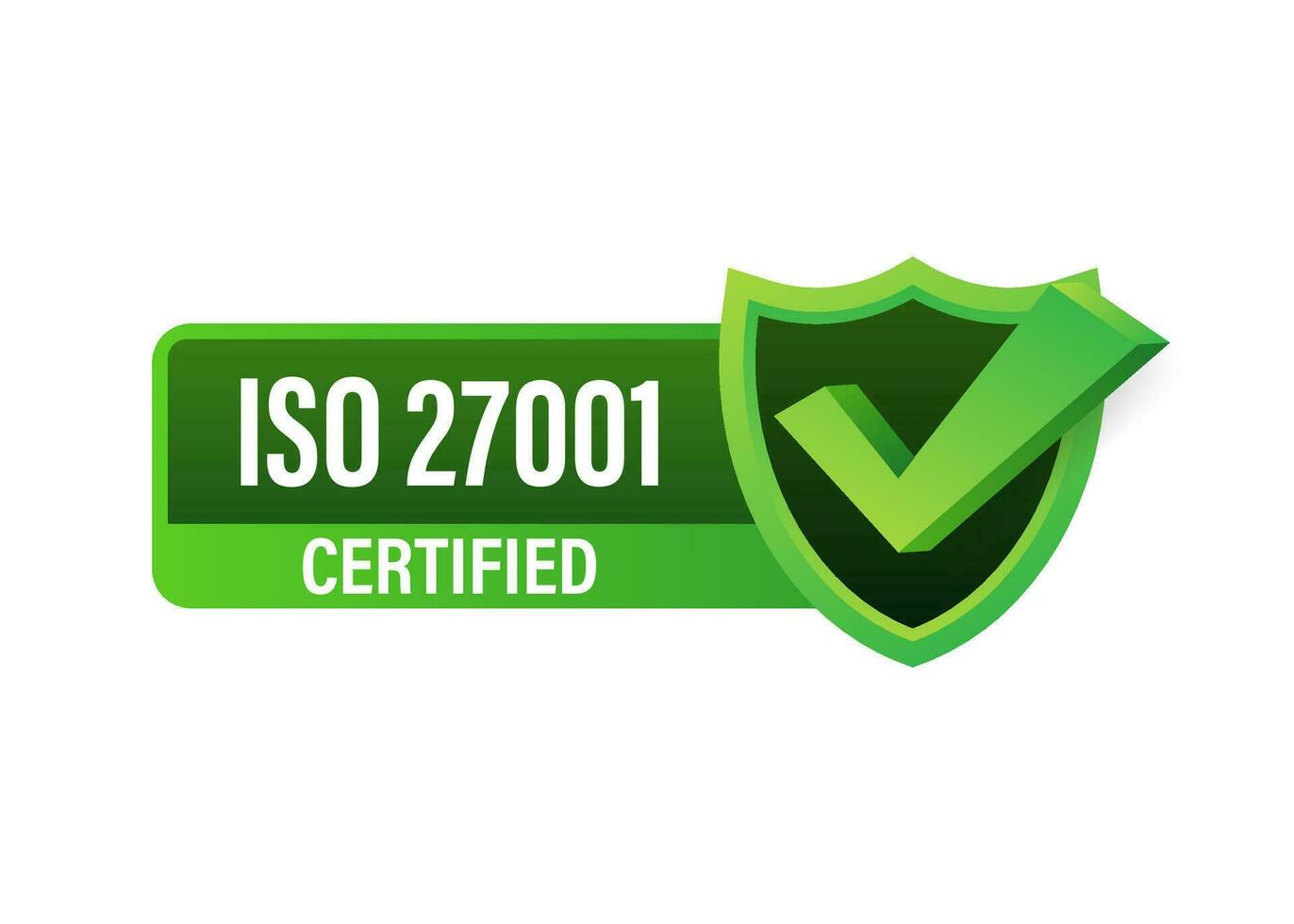 ISO 27001 Certified badge, icon. Certification stamp. Flat design vector